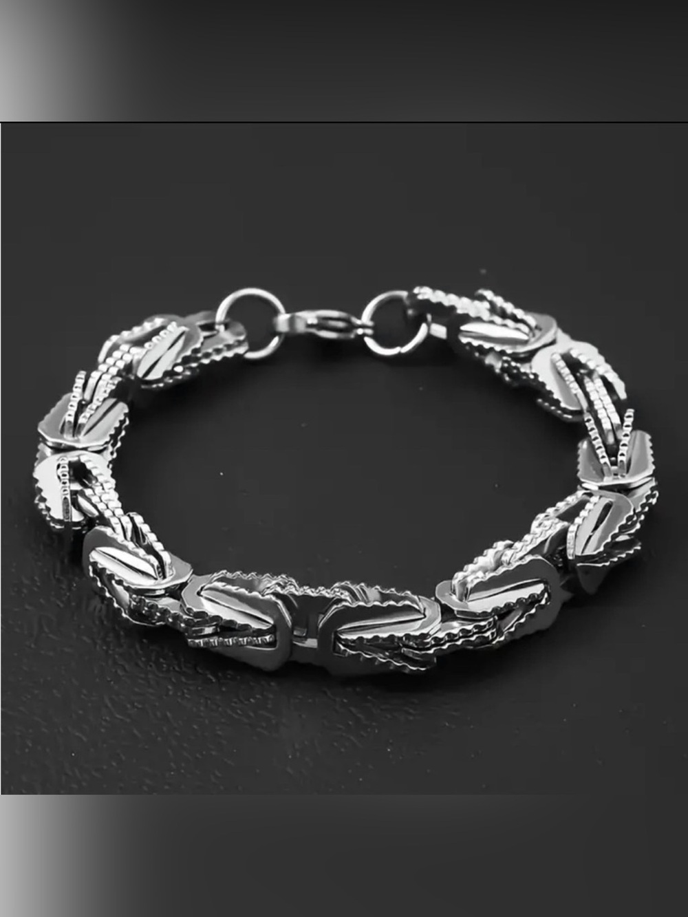 Men's Stainless Steel Biker Chain Bracelet 8.5" Silver Dragon Scale Link